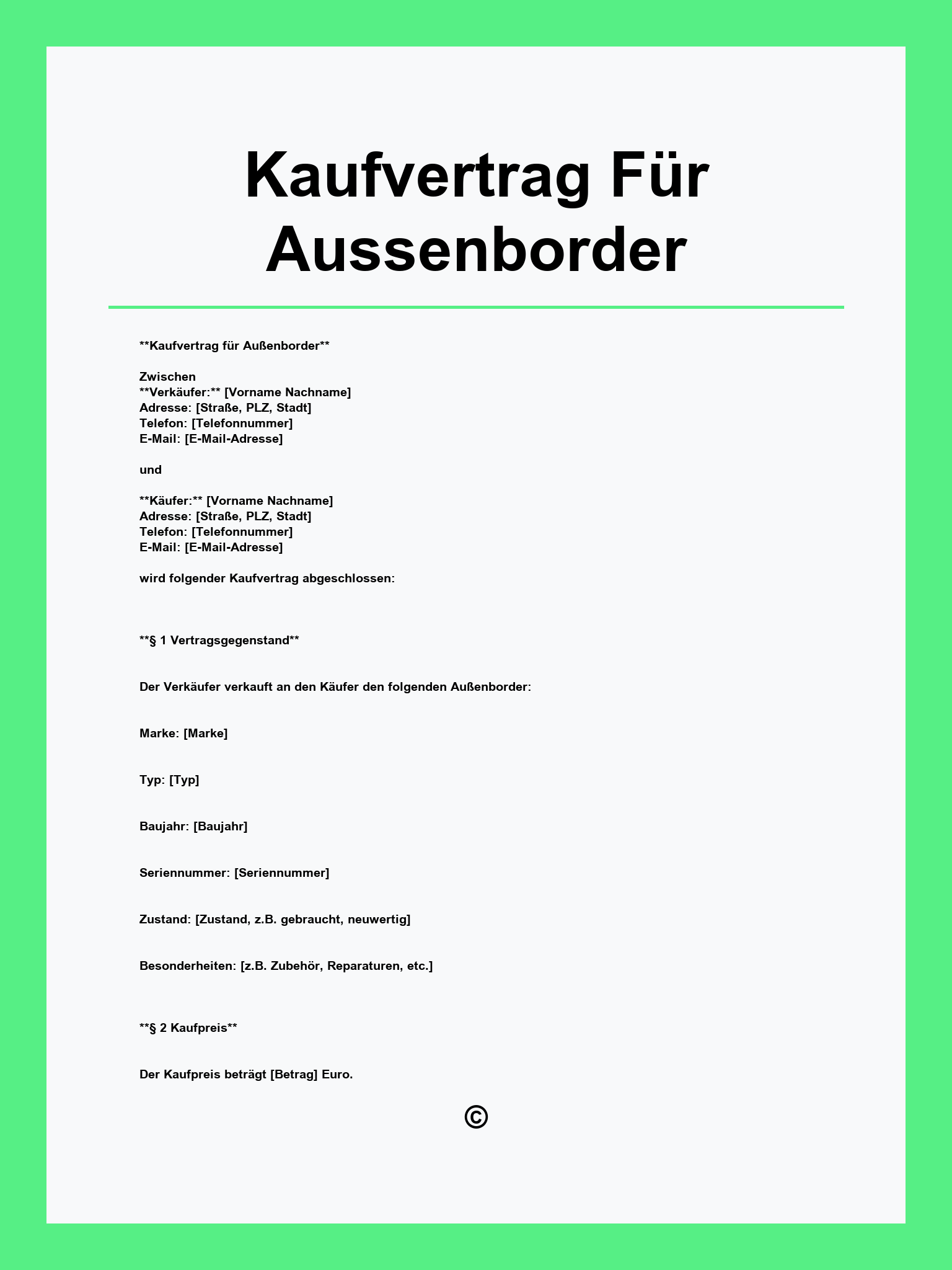 Kaufvertrag Für Aussenborder