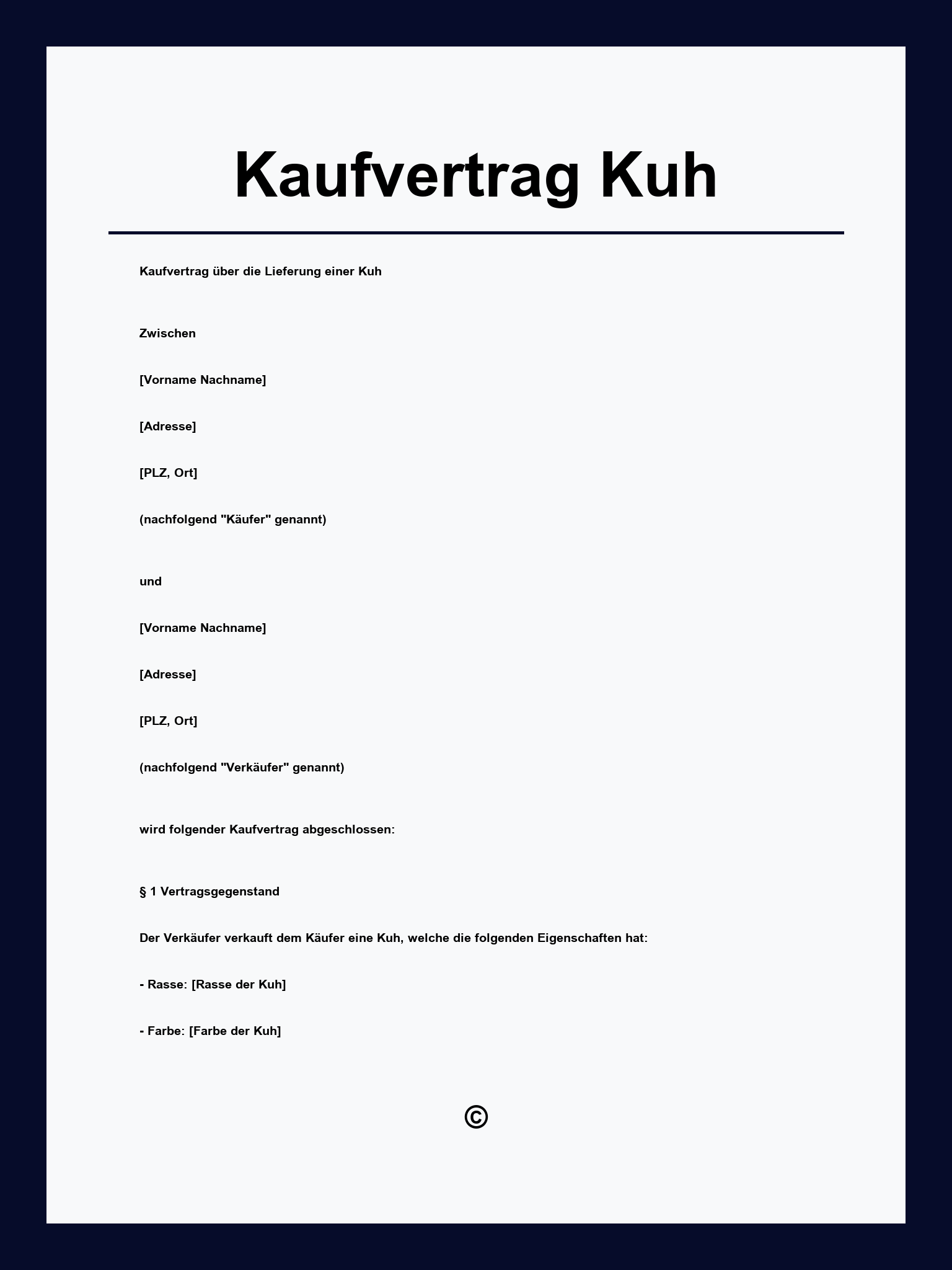 Kaufvertrag Kuh