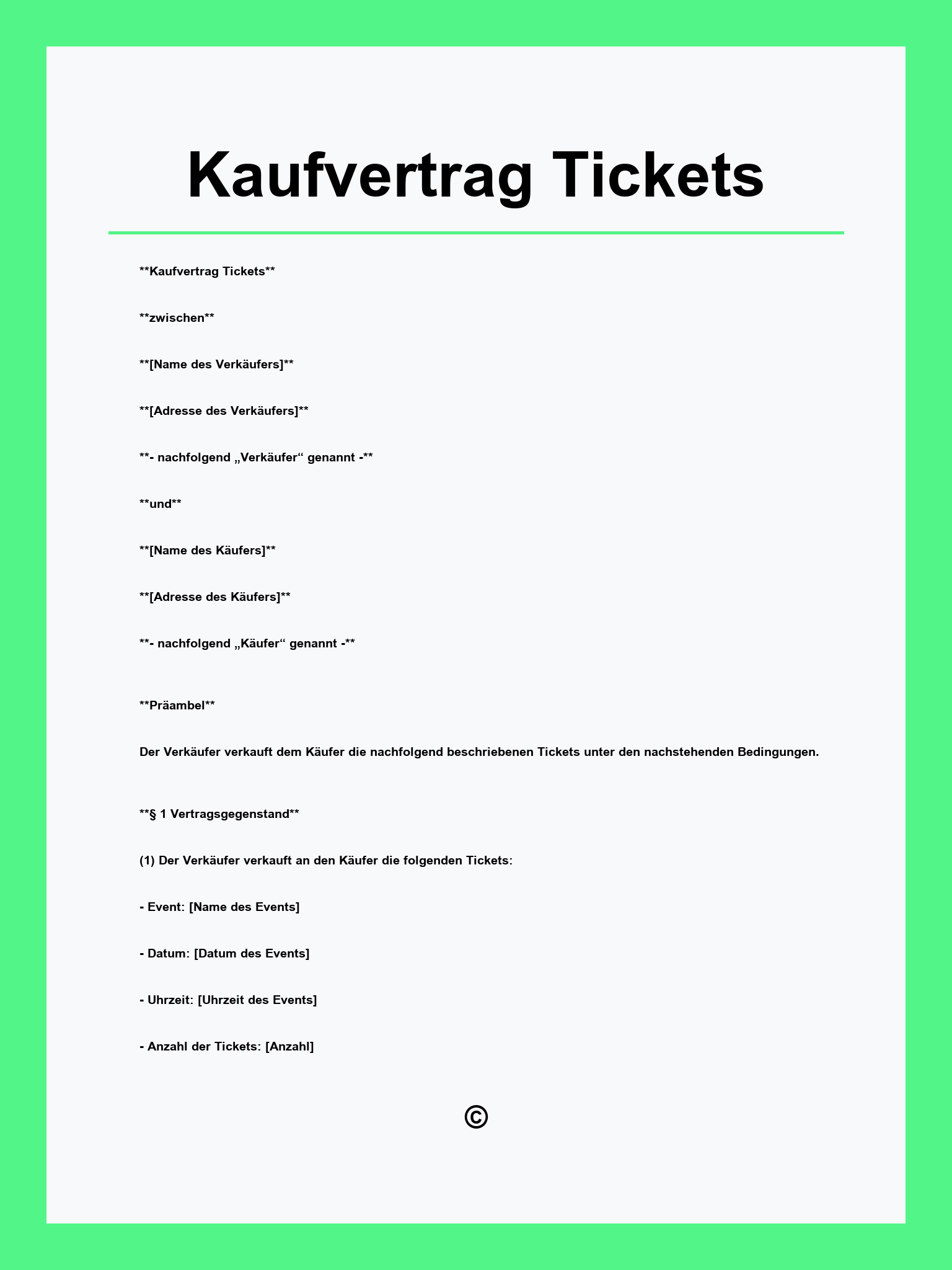 Kaufvertrag Tickets