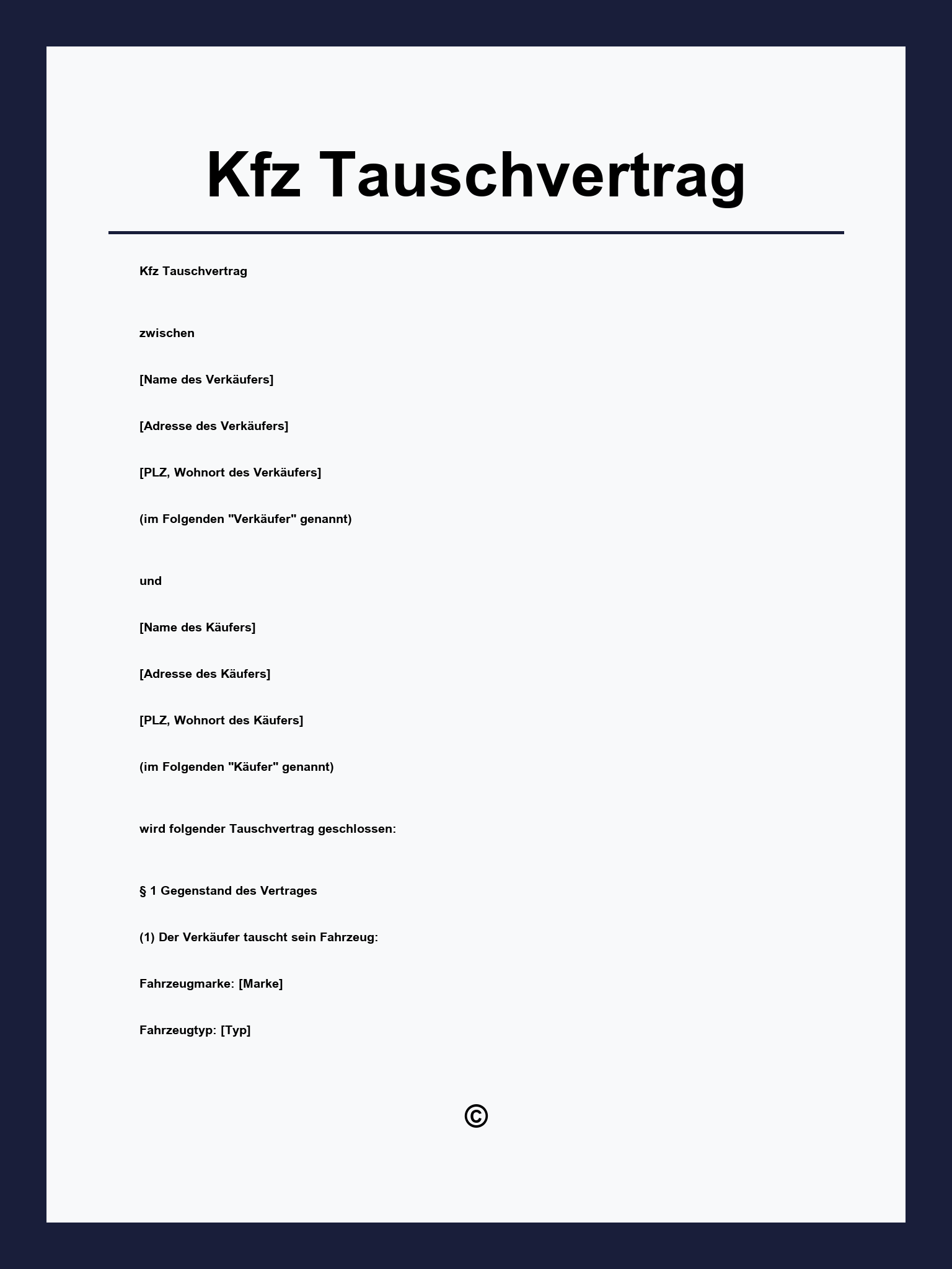 Kfz Tauschvertrag