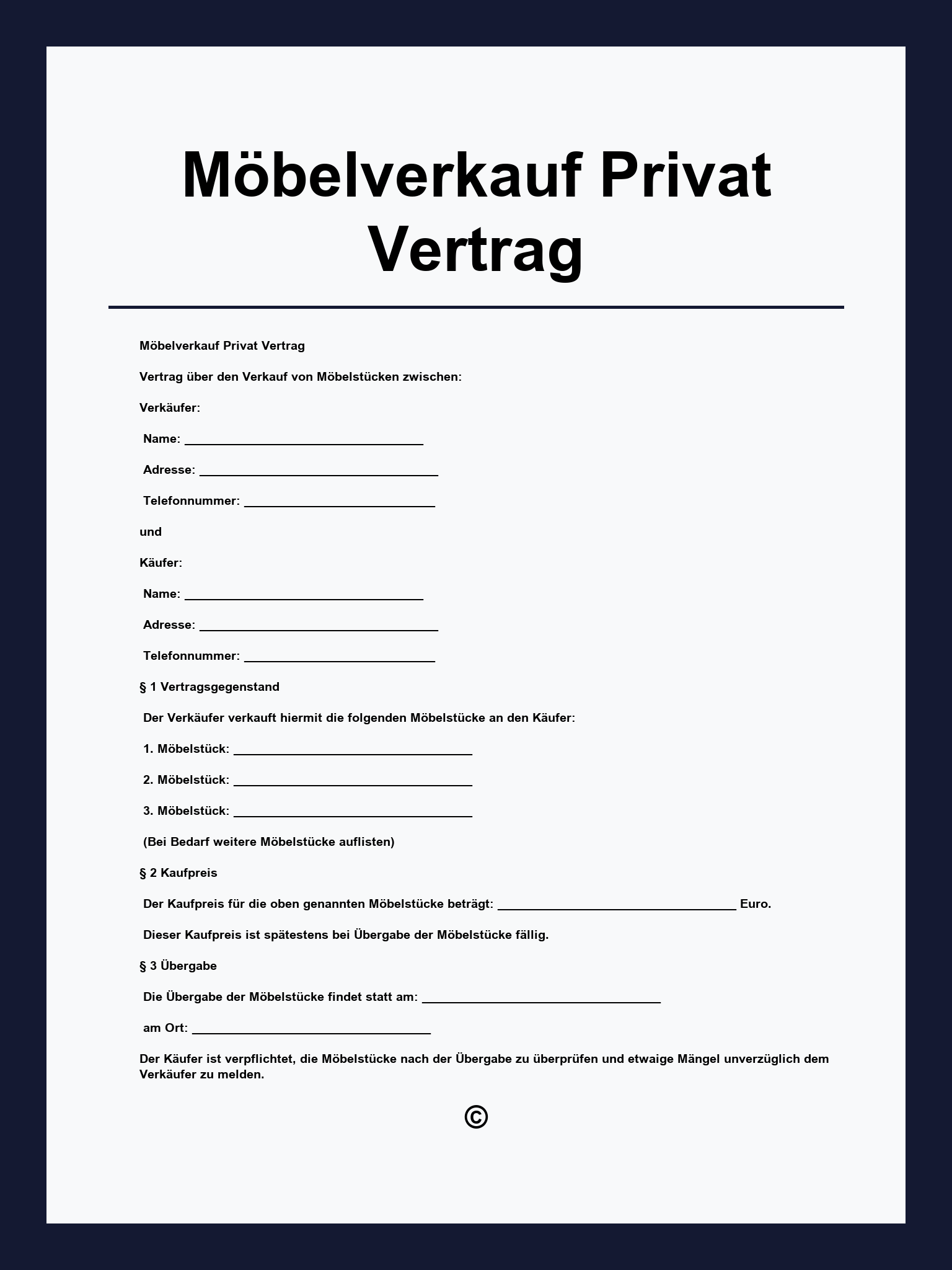 Möbelverkauf Privat Vertrag