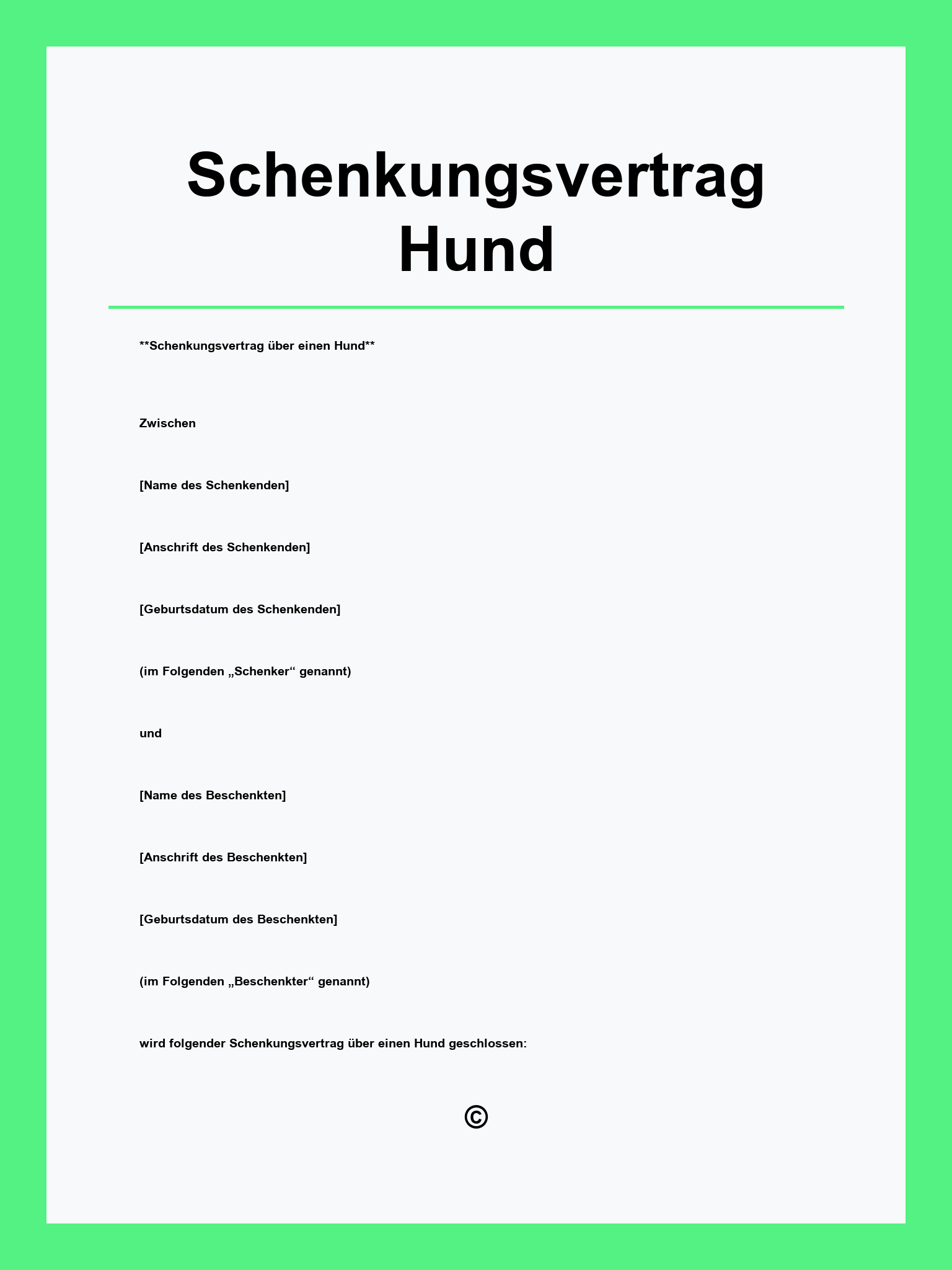 Schenkungsvertrag Hund