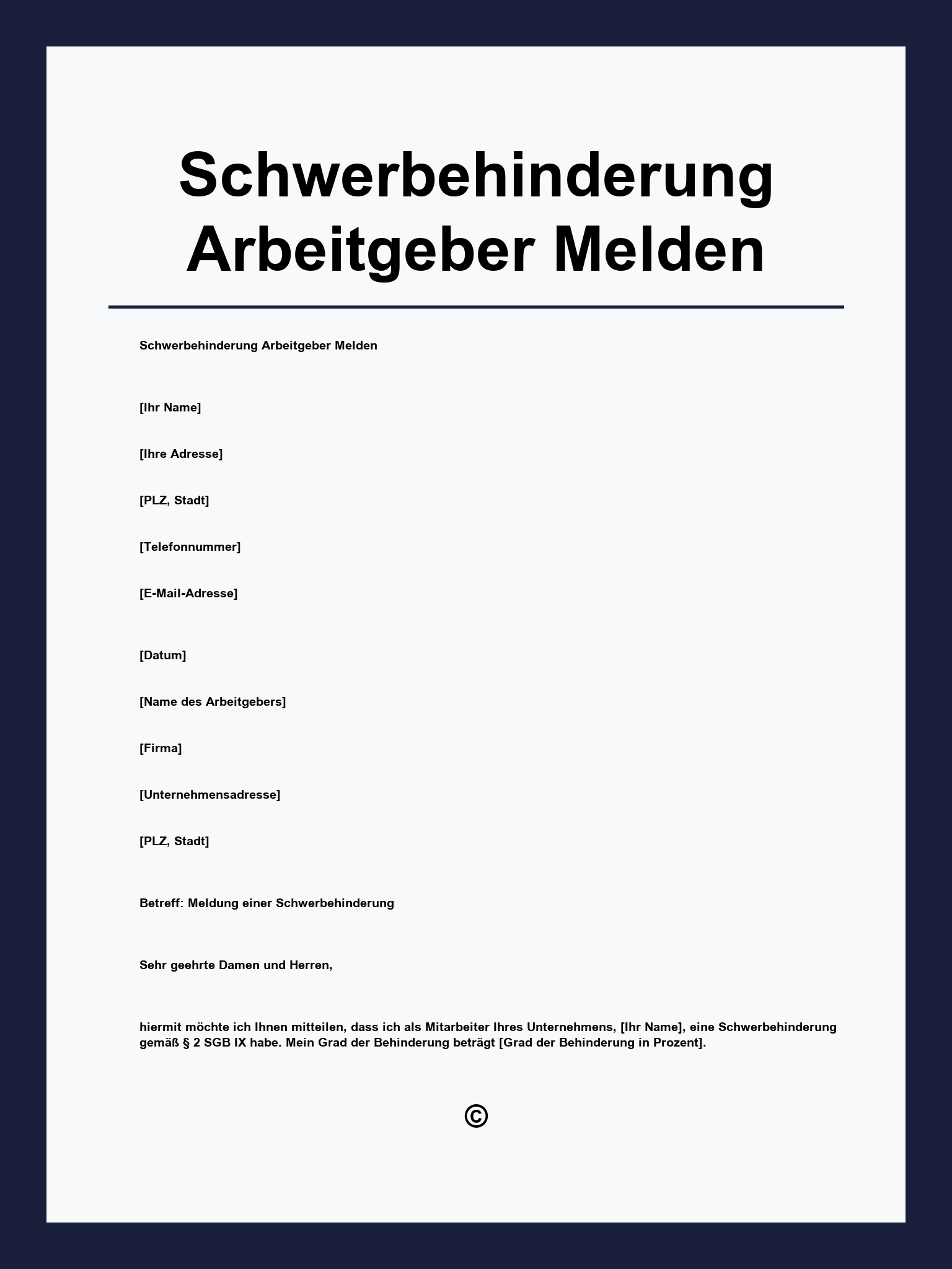Schwerbehinderung Arbeitgeber Melden Muster