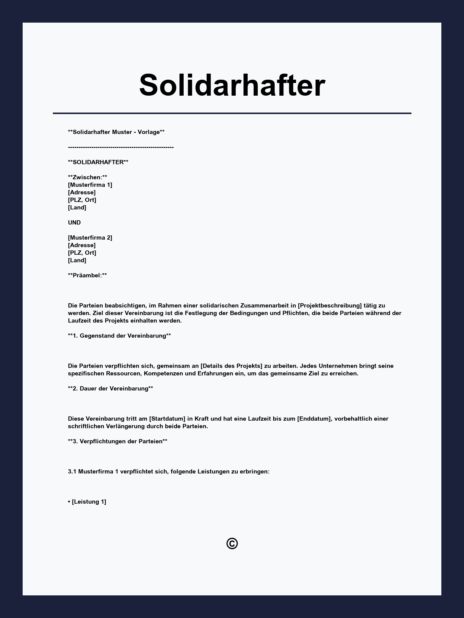 Solidarhafter Vorlage
