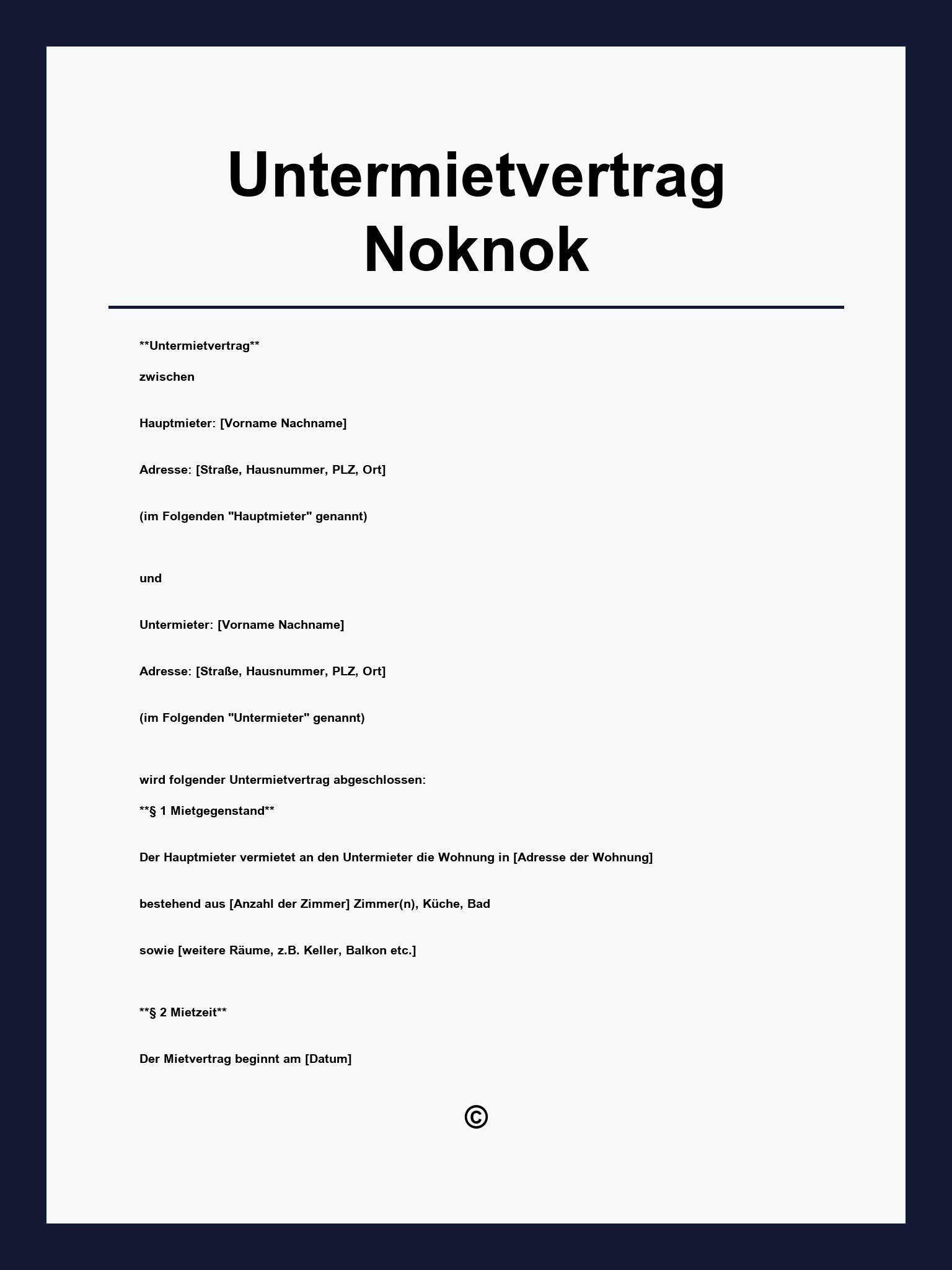 Untermietvertrag Noknok