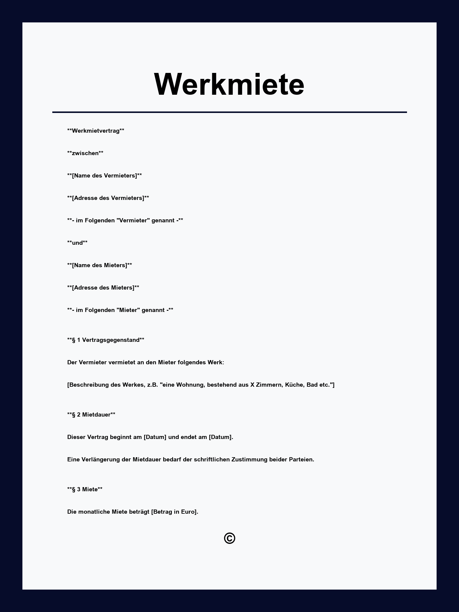 Werkmiete